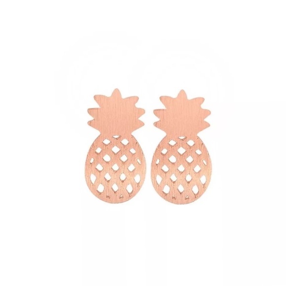 🍍ROSE GOLD PINEAPPLE STUD EARRINGS🍍NEW‎ - Picture 4 of 6